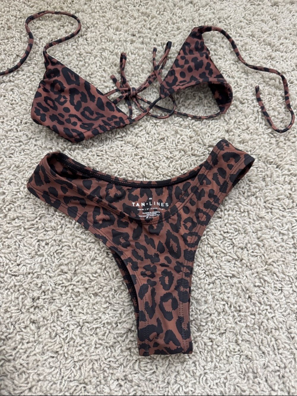 Tan-Lines Brown Leopard Print Bikini Set